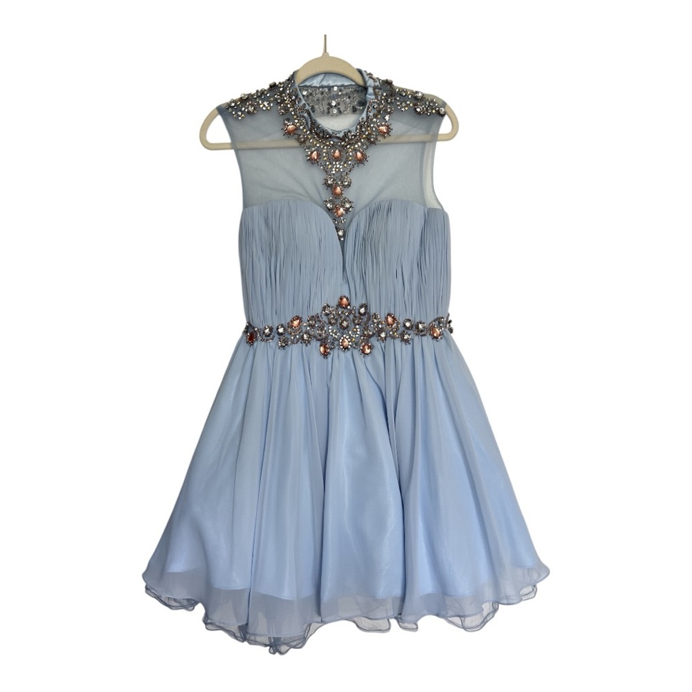 FOREVER UNIQUE LONDON Elegant Blue Dress with Embellishments Size 8